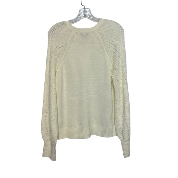 Harlow & Rose Cable Knit Sweater Womens Large Cream Long Sleeve Lightweight - Picture 2 of 6